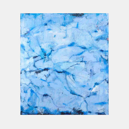 An original abstract oil painting by Shira, an artist who has exhibited at New York, titled Beneath the Ice