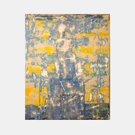 An original abstract oil painting by Shira, an artist who has exhibited at New York, titled Blue Yellow