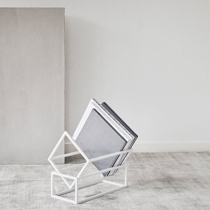 Simple and sculptural book storage designed by Kristina Dam