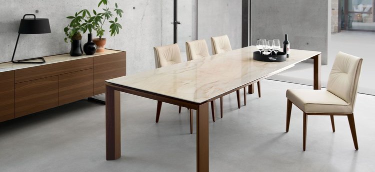 Omnia Glass/Ceramic 70" Extendable Dining Table